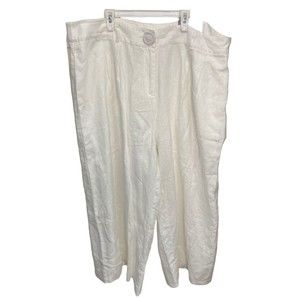 Soft Surrounding Nabi Cropped Pant 100% Linen Size 20W‎ White